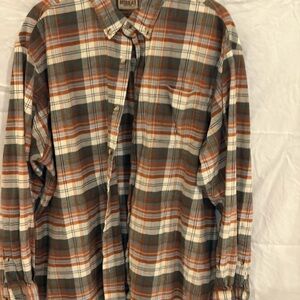 RedHead Men's Plaid Shirt - Orange, Gray, and White